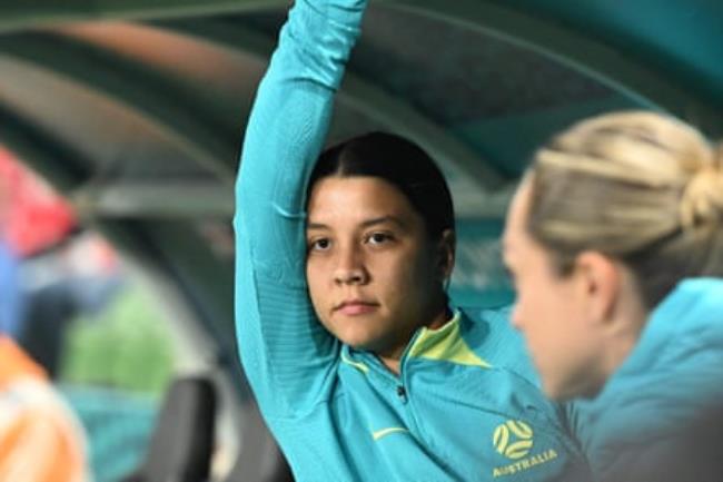 Sam Kerr on the bench during the Canada game.