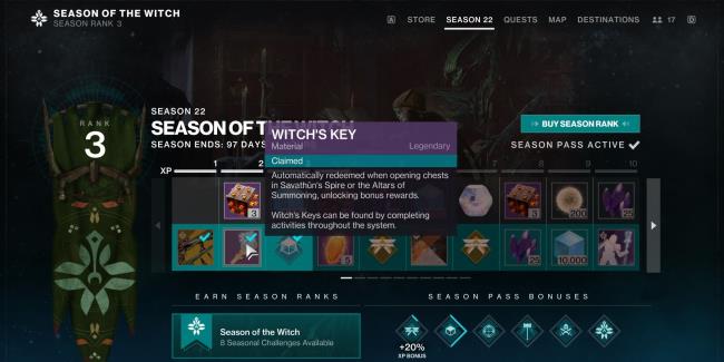 Destiny 2 Season Of The Witch Season Pass Witch Key