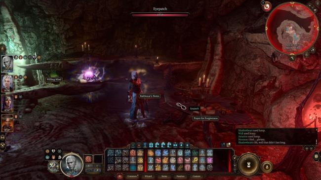 Baldur's Gate 3 - Party in front of Mol's eyepatch in Necrotic Laboratory