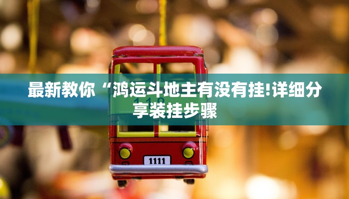 最新教你“鸿运斗地主有没有挂!详细分享装挂步骤