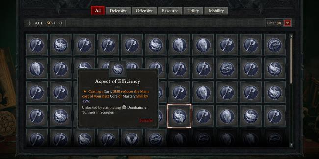 aspect of efficiency for sorcerers