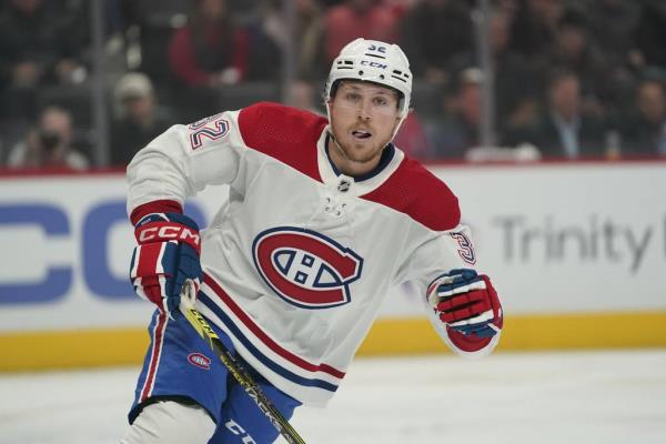 Canadiens center Rem Pitlick skates against the Red Wings on Oct. 14, 2022, in Detroit.