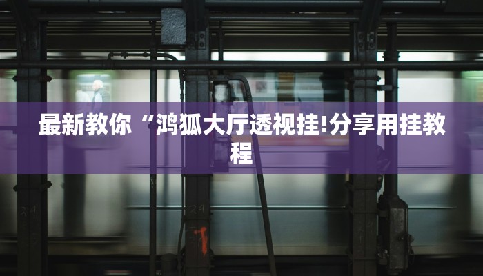 最新教你“鸿狐大厅透视挂!分享用挂教程