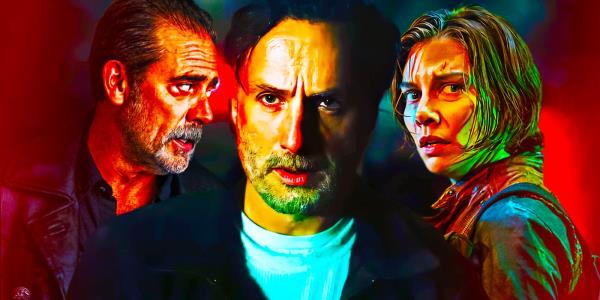 Custom image of Negan and Maggie from Dead City with Rick Grimes in the center