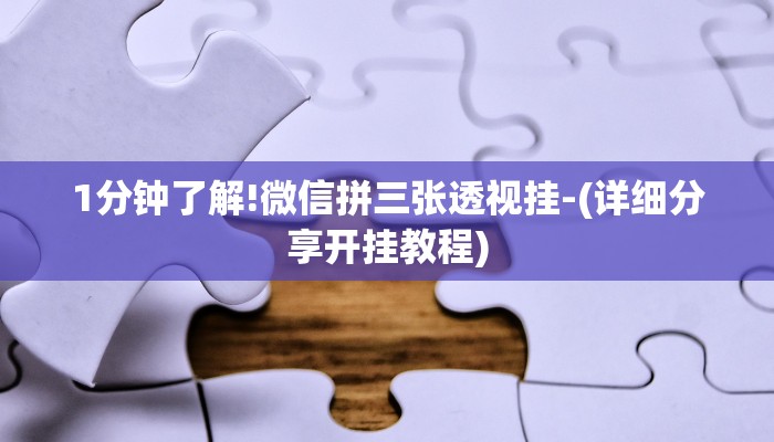 1分钟了解!微信拼三张透视挂-(详细分享开挂教程)