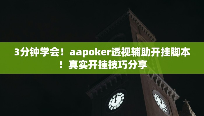 3分钟学会！aapoker透视辅助开挂脚本！真实开挂技巧分享
