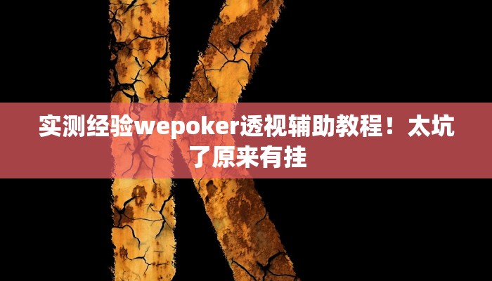 实测经验wepoker透视辅助教程！太坑了原来有挂