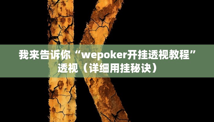 我来告诉你“wepoker开挂透视教程”透视（详细用挂秘诀）